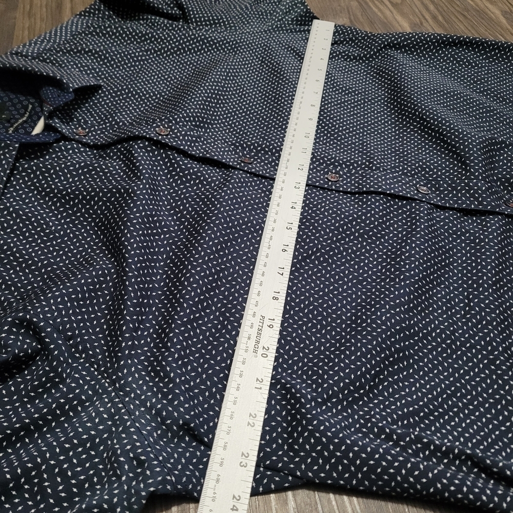 Ted Baker Men's Navy Blue Polka Dot Shirt Size 7 / 2X? Premium Quiet Luxury - Picture 7 of 8